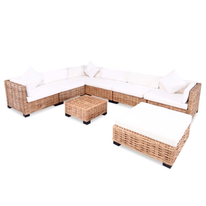 Gossi set mobilier cu canapea 27 piese, culoare naturala, ratan
