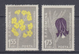 ROMANIA 1957 LP 432 b FLORA CARPATINA VALORILE 1,55 LEI SI 1,75 LEI EROARE M MNH, Nestampilat