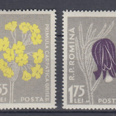 ROMANIA 1957 LP 432 b FLORA CARPATINA VALORILE 1,55 LEI SI 1,75 LEI EROARE M MNH