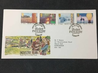 Anglia 1986 - anul industriei, serie pe FDC foto