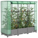 vidaXL Strat &icirc;nălțat cu husă de seră, aspect ratan, 120x40x123 cm
