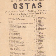 HST 359S Afiș Ateneu Iași ianuarie 1918 piesă teatru general Averescu