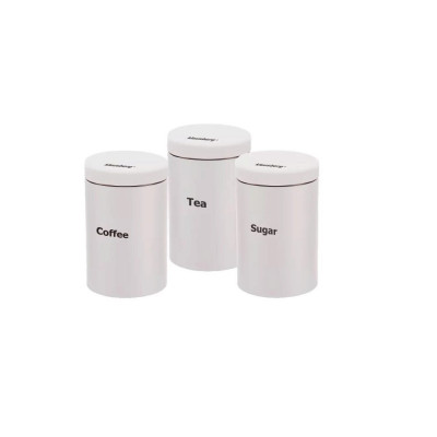 Set de 3 recipiente pentru cafea, zahar si ceai, din otel, alb, 11,5 x 11,5 x 15 cm, Klausberg foto
