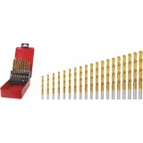 Trusa burghie titan, cutie metal, 1 - 10 mm x 0.5 mm, 19 piese