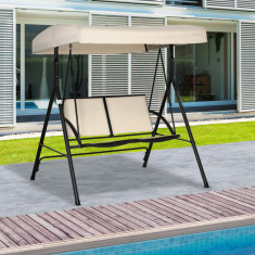 Outsunny Balansoar cu 2 Locuri de Gradina pentru Exterior, 140x118x162cm Bej