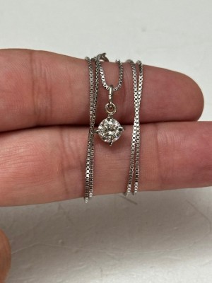 LANT AUR alb + Pandantiv - Diamant = 1.05CT - VS1 - G - KoriFidis - Vintage ! foto