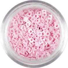 Pătrat roz deschis - decoraţiune nail art mică, cu gaură