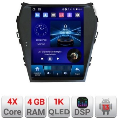 Navigatie Hyundai Santa Fe 2012-2018 tip tesla radio gps internet 4 Core carplay android auto 4+64 Incell Display kit-tesla-209+EDT-E220-RK CarStore T foto