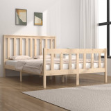 vidaXL Cadru de pat dublu, 135x190 cm, lemn masiv de pin