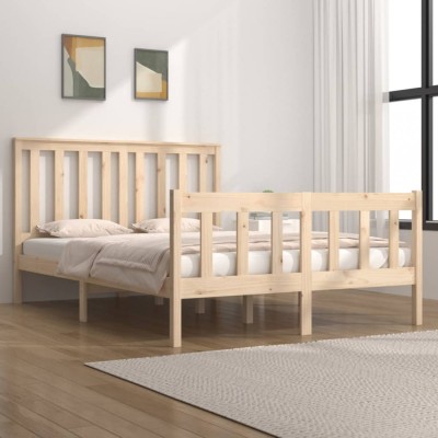 vidaXL Cadru de pat dublu 4FT6, 135x190 cm, lemn masiv de pin foto