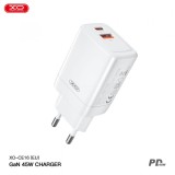 Incarcator Retea XO Design CE16, 45W, 3A, 1 x USB-A - 1 x USB-C, Alb