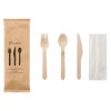 Set Tac&acirc;muri Lemn 8 Buc: Furculițe, Cuțite, Linguri + Șervețele Eco-Friendly, Biodegradabile