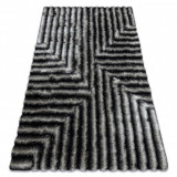 Covor FLIM 010-B3 modern shaggy, labirint - structural fekete / sz&uuml;rke, 160x220 cm