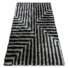 Covor FLIM 010-B3 modern shaggy, labirint - structural fekete / sz&uuml;rke, 120x160 cm