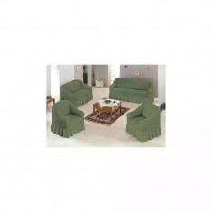 Set 4 huse 3211, pentru canapea 3 locuri, canapea 2 locuri si 2 fotolii Verde - HEP50