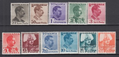 ROMANIA 1935 LP 112 CAROL II UZUALE SERIE MNH foto