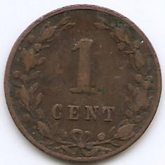Olanda 1 Cent 1880 - Willem III / Wilhelmina , Bronz, 19 mm KM-107.1 (3)