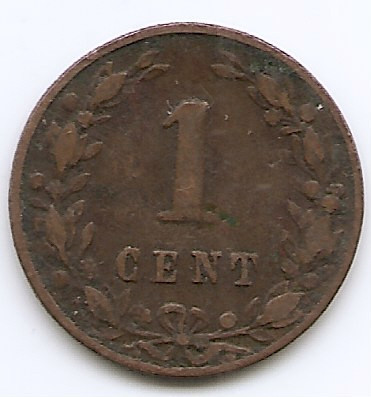 Olanda 1 Cent 1880 - Willem III / Wilhelmina , Bronz, 19 mm KM-107.1 (3) foto
