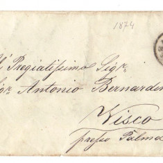 Austria Österreich 1874 Postal History Rare, Cover Gradisca-Visco D.032