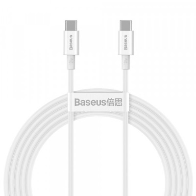 Cablu Date si Incarcare USB-C - USB-C Baseus Superior Series, 100W, 2m, Alb CATYS-C02 foto