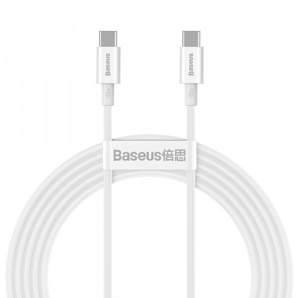 Cablu Date si Incarcare USB-C - USB-C Baseus Superior Series, 100W, 2m, Alb CATYS-C02