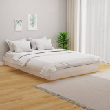 Cadru de pat, alb, 140x190 cm, lemn masiv, vidaXL