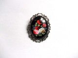 brose sticla cu flori rosii si albe 35204