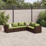 vidaXL Set mobilier de grădină cu perne, 6 piese, maro, poliratan 3308142