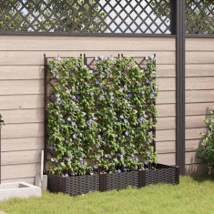 vidaXL Ghiveci de grădină cu trellis 3 pcs Maro 120 x 40 x 125.5 cm PP