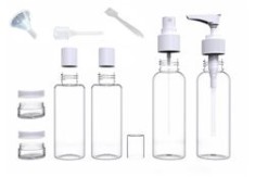 Set 9 recipiente cosmetice pentru călătorii, plastic, alb/transparent