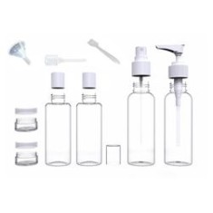 Set 9 recipiente cosmetice pentru călătorii, plastic, alb/transparent
