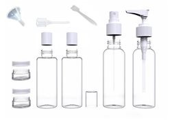 Set 9 recipiente cosmetice pentru călătorii, plastic, alb/transparent foto