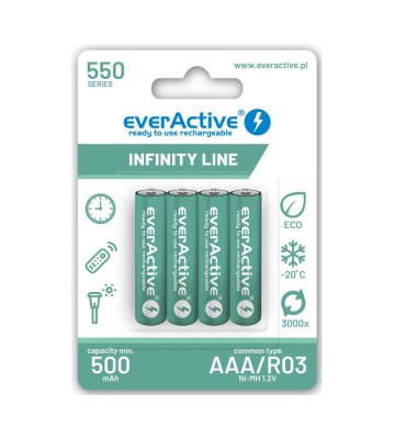 Set 4 baterii re&amp;icirc;ncărcabile everActive R03/AAA Ni-MH 550 mAh foto