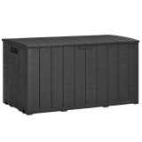 Outsunny Cufăr de Exterior cu 2 M&acirc;nere și 2 Roți, 122.4x62x64.5 cm, Negru | Aosom Romania