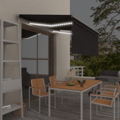 vidaXL Copertină automată cu stor&amp;LED&amp;senzor v&acirc;nt, antracit, 3x2,5 m