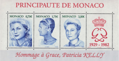 MONACO 2004 - Printesa Grace Kelly, In memoriam / colita MNH ( Michel 14&amp;euro;) foto