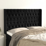 Tablie de pat cu aripioare, negru, 163x16x118/128 cm, catifea GartenMobel Dekor, vidaXL