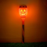 Felinar Solar Halloween, Dovleac, Efect Flacără, Portocaliu Negru, 50.5cm