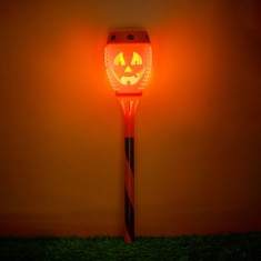 Felinar Solar Halloween, Dovleac, Efect Flacără, Portocaliu Negru, 50.5cm
