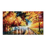 Tablou GIGANT pictat manual dormitor, living - O seara linistita in doi - 120x70cm ulei pe panza in cutit efect 3D, Spectaculos