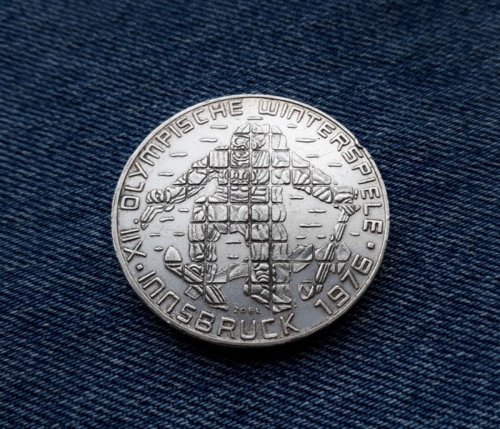 100 Schilling Austria 1976 Jocurile Olimpice de la Innsbruck silingi argint