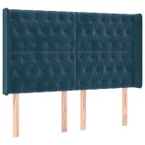 Cumpara ieftin Tablie pat cu urechi albastru inchis 163x16x118/128 cm catifea