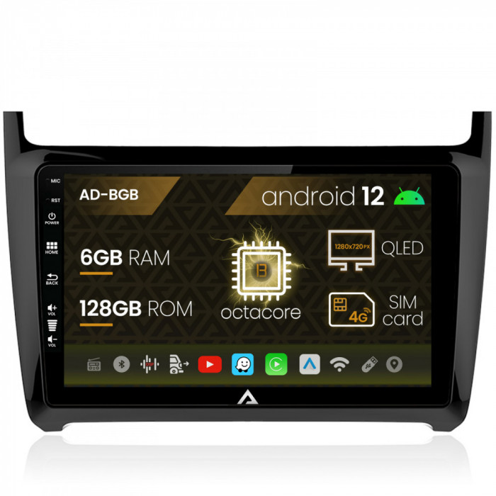 Navigatie Volkswagen Polo (2014+), Android 12, B-Octacore 6GB RAM + 128GB ROM, 9 Inch - AD-BGB9006+AD-BGRKIT033