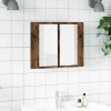 vidaXL Dulap Oglindă LED Stejar Fumuriu 60x12x45cm, Corp Baie Lemn Compozit, Maro