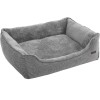 FEANDREA Pat pentru caini, cu margini groase ridicate, antiderapant, husa detasabila, marime L, 90x75x25cm, gri Household NewTrend