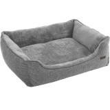 FEANDREA Pat pentru caini, cu margini groase ridicate, antiderapant, husa detasabila, marime L, 90x75x25cm, gri Household NewTrend