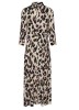 Rochie Leopard YAS Yassavanna Dama, Lunga, Vascoza Ecovero, Maneci 7/8, Decolteu V, Nasturi - Outlet
