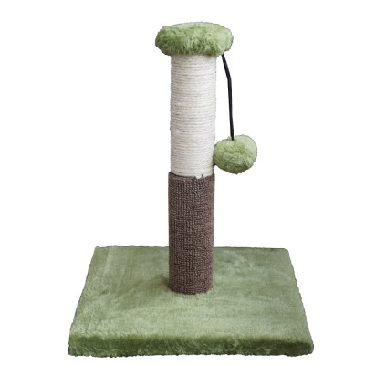 Stalp de zgariat pentru pisici Pufo Meow, cu minge, jucarie interactiva, 27 x 30 cm, verde foto