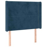 Cumpara ieftin Tablie pat cu urechi albastru inchis 103x16x118/128 cm catifea
