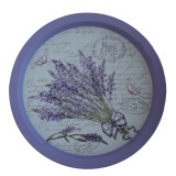 Farfurie metalica rotunda tip tava Pufo Sweet home of lavender pentru servire desert, prajituri, aperitive, 33 cm